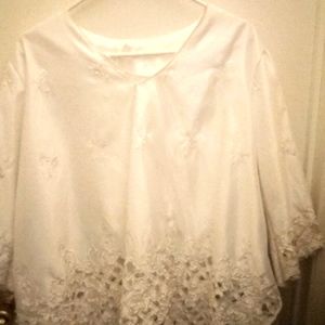 White Satin blouse with pearls throughout